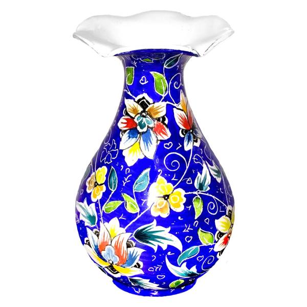 Vase en cuivre décoratif peint à la main avec émail Minakari persan Blue Sky