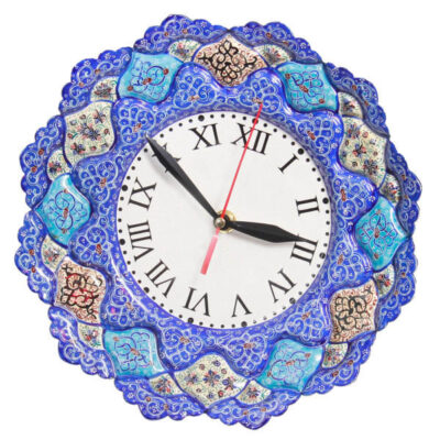 Horloge murale en cuivre persane artisanale – Minakari émaillée