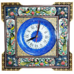 Horloge murale en bois persane artisanale – Art du marqueterie Khatam, Carré