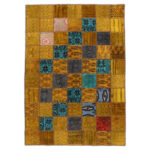 Tapis patchwork persan vintage tissé à la main Doré
