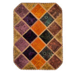 Tapis patchwork persan vintage tissé à la main Orange