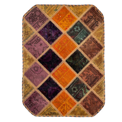 Tapis patchwork persan vintage tissé à la main Orange