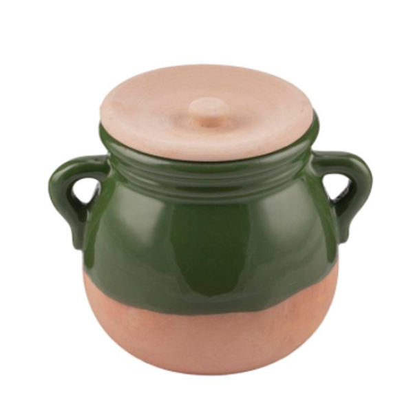 Pot en Céramique Persan Dizi avec Couvercle pour Cuisiner Abgoosht - Vert