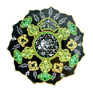 Plaque en céramique décorative peinte à la main Noir & Vert
