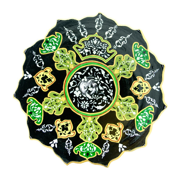 Plaque en céramique décorative peinte à la main Noir & Vert