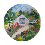 Plaque en céramique décorative peinte à la main Cottage