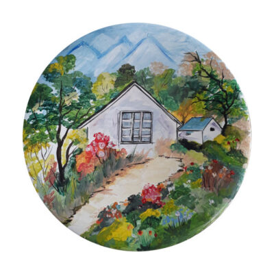 Plaque en céramique décorative peinte à la main Cottage