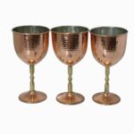 Ensemble de 3 verres à vin en cuivre persan martelé – Modèle Narges