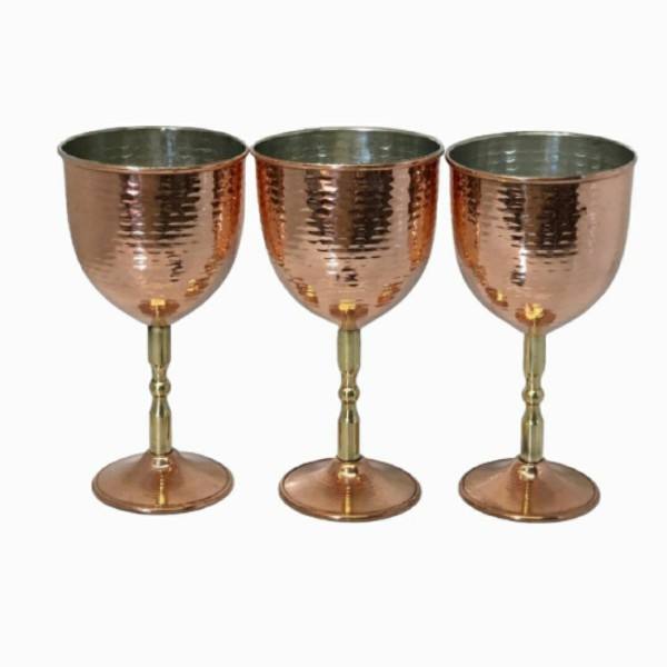 Ensemble de 3 verres à vin en cuivre persan martelé - Modèle Narges