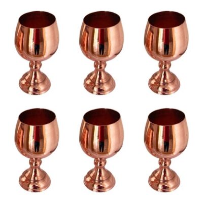 Ensemble de 6 verres à vin en cuivre persan martelé – Modèle Brillant