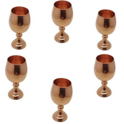 Ensemble de 6 verres à vin en cuivre persan martelé – Modèle Mahta
