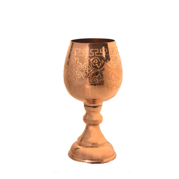 Verre à vin en cuivre persan martelé - Modèle Feuilles