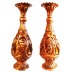 Vase décoratif en cuivre persan gravé fait main – Set de 2