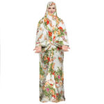 Tchador Islamique de Prière pour Femmes Idéal pour la Prière – Fleurs Orange