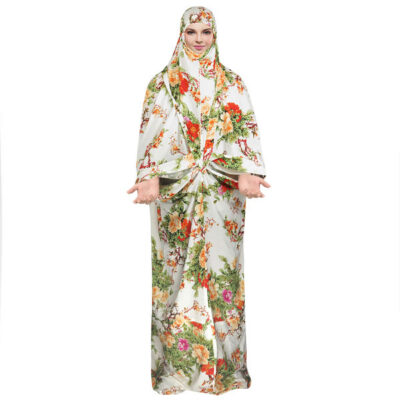 Tchador Islamique de Prière pour Femmes Idéal pour la Prière – Fleurs Orange