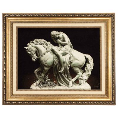 Tapis persan figuratif noué à la main de Tabriz représentant Lady Godiva en relief