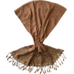 Châle en coton marron uni pour femmes modèle Golha