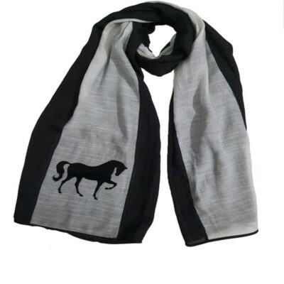 Châle persan noir et gris pour femmes modèle Cheval