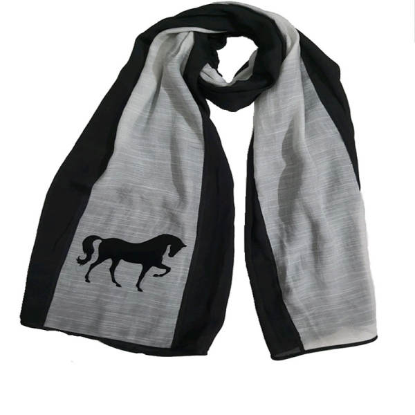 Châle persan noir et gris pour femmes modèle Cheval