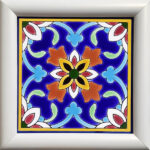 Carreau en céramique persane décoratif encadré – Majnoon