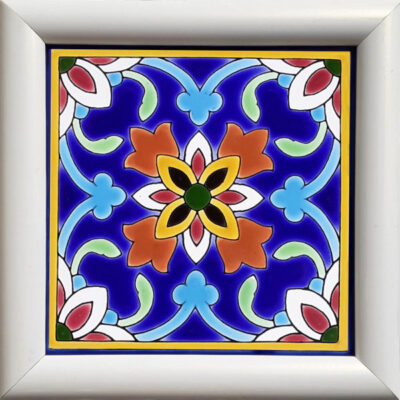 Carreau en céramique persane décoratif encadré – Majnoon