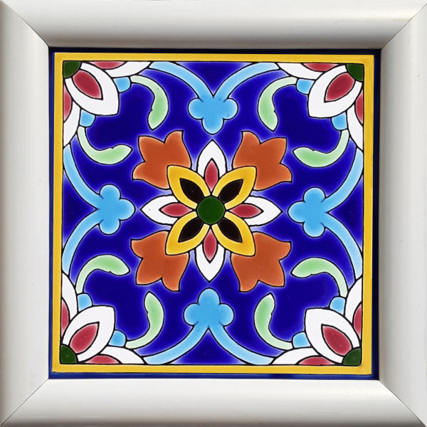 Carreau en céramique persane décoratif encadré – Majnoon