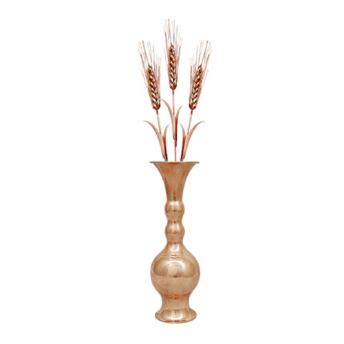 Vase décoratif en cuivre persan – Modèle boule avec ensemble de fleurs en cuivre (Set de 4)