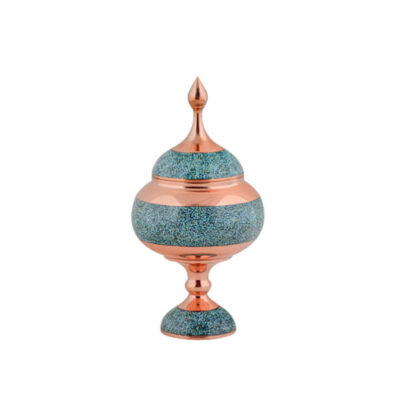 Sucrier persan artisanal en cuivre incrusté de turquoise Hirbod