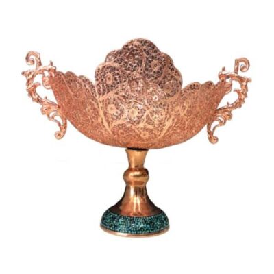 Coupe Décorative Persane Artisanale Incrustation Turquoise Royal