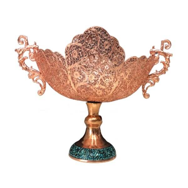 Coupe Décorative Persane Artisanale Incrustation Turquoise Royal