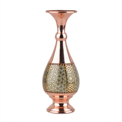Vase décoratif en cuivre persan fait main avec marqueterie Khatamkari Art Ch20