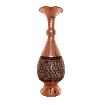 Vase décoratif en cuivre persan fait main avec marqueterie Khatamkari Art Saraahi
