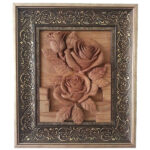 Art en bois sculpté encadré Rose artistique