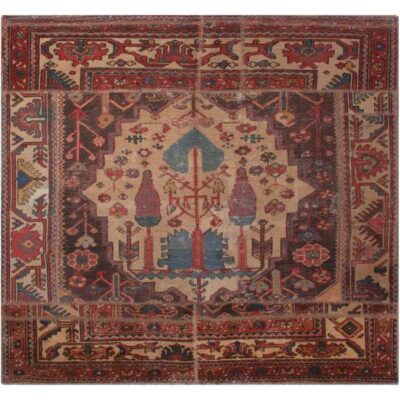 Tapis patchwork persan vintage tissé à la main Haris