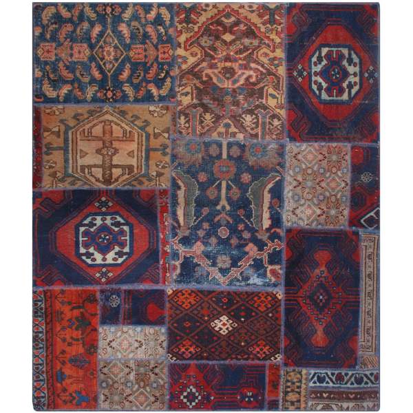 Tapis patchwork noué à la main persan vintage Haris