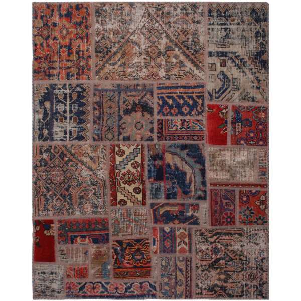 Tapis patchwork noué à la main persan vintage Kavir
