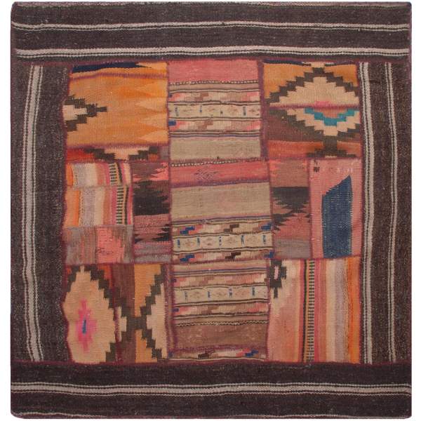 Tapis Kilim patchwork persan tissé à la main Aram