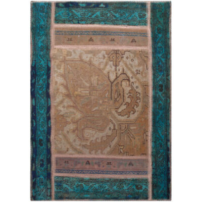 Tapis patchwork noué à la main persan vintage Bleu