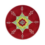 Plaque en céramique décorative peinte à la main Couleur cerise & Géométrique
