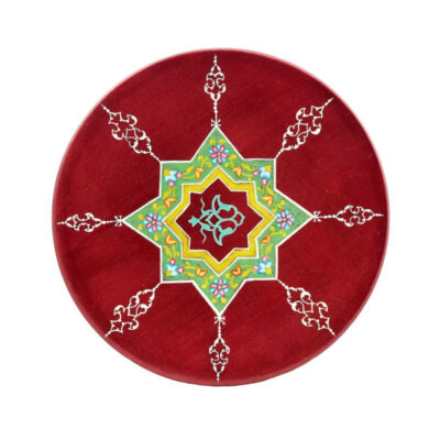 Plaque en céramique décorative peinte à la main Couleur cerise & Géométrique