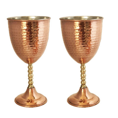 Ensemble de 2 verres à vin en cuivre persan martelé – Modèle Lune