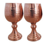 Ensemble de 2 verres à vin en cuivre persan martelé – Modèle Tournesol