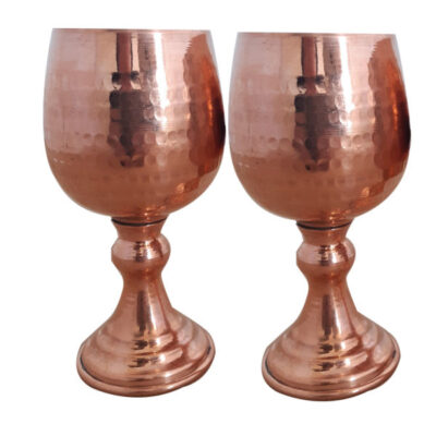 Ensemble de 2 verres à vin en cuivre persan martelé – Modèle Tournesol