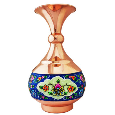 Vase en cuivre décoratif peint à la main avec émail Minakari persan Goli