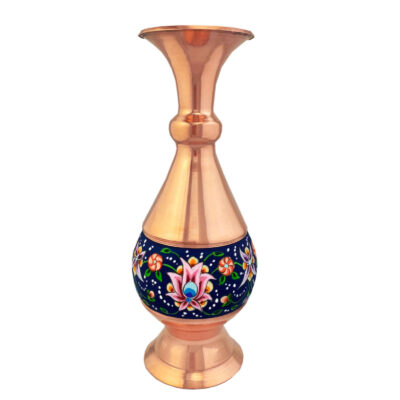 Vase en cuivre décoratif peint à la main avec émail Minakari persan Pardaz