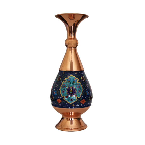 Vase en cuivre décoratif peint à la main avec émail Minakari persan Pardazii