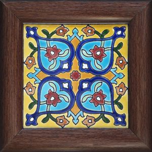 Carreau en céramique persane décoratif encadré – Zahiri
