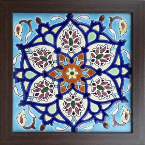 Carreau en céramique persane décoratif encadré- Zahiri II