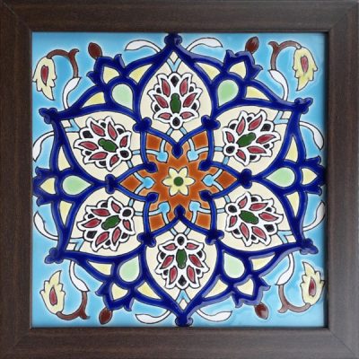 Carreau en céramique persane décoratif encadré- Zahiri II