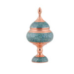 Sucrier persan artisanal en cuivre incrusté de turquoise Dina